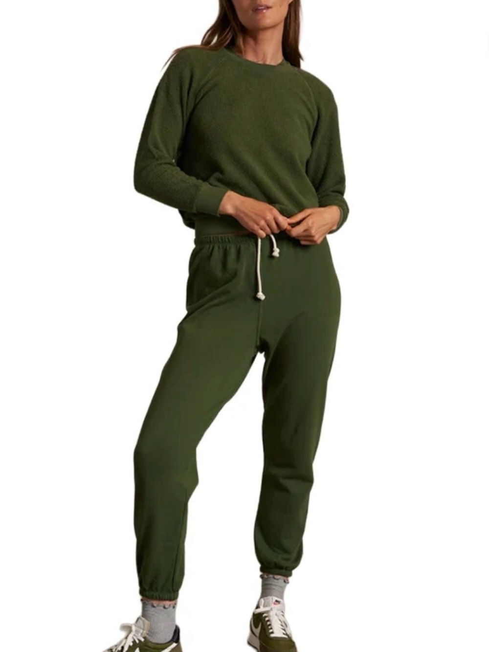 perfectwhitetee the ziggy reverse flee sweatshirt in fern green